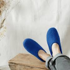 Fair Trade Morrocan Blue Eco Felt Mule Slipper