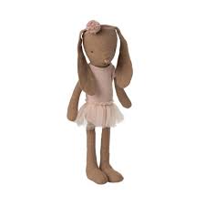 Maileg Chocolate Brown Bunny with Rose Ballet Dress - Size 1