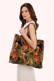 Powder Luxe Velvet Quilted Tote - Wild Woodland Owl