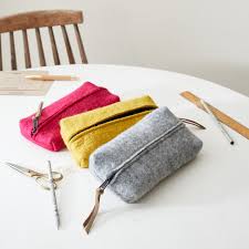 Felted Small Boxy Pouch/Desk Tidy - Mustard