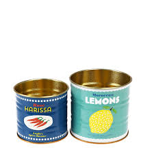 Set of 2 Mini Storage Tins - Lemon & Harissa