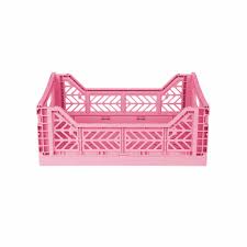 Midi Stackable Folding Crate - Baby Pink