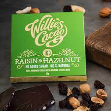 Willie's Cacao Raisin & Hazelnut 100% 50g Chocolate Bar