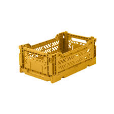 Mini Folding Stackable Storage Crate - Mustard