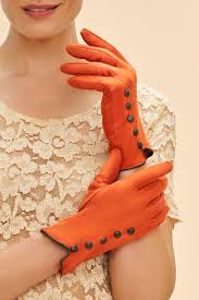 Powder Beatrice Faux Suede Gloves - Tangerine