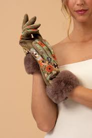 Powder Bernadette Gloves - Olive/Rust