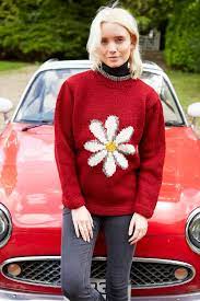Pachamama Red Daisy Sweater