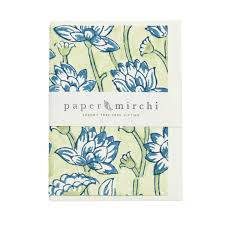 Hand Block Printed Greeting Card - Lotus Indigo
