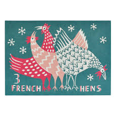 Cambridge Imprint Christmas Card - Three French Hens