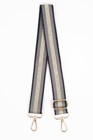 Woven Grey & Glitter Stripe Print Bag Strap