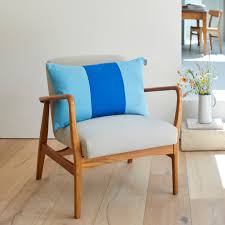 Triple Colour Block Linen Cushion - Royal/Azure