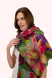 Powder Winter Iris Wool Wrap Scarf - Ice