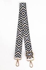 Woven Grey Aztec Print Bag Strap