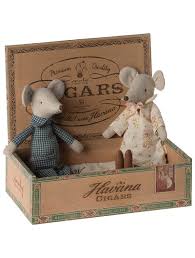 Maileg Grandma & Grandpa Mice in Cigar Box