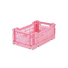 Mini Folding Stackable Storage Crate - Baby Pink