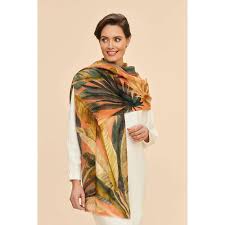 Powder Painted Palms Wool Wrap Scarf