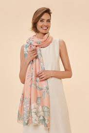 Powder Floral Jungle Petal Print Scarf