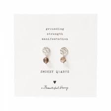 A Beautiful Story Mini Coin Smokey Quartz Silver Earrings