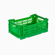 Mini Folding Stackable Storage Crate - Green