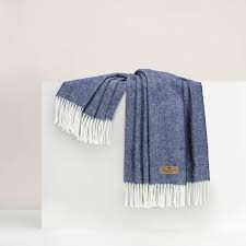 Italian Herringbone Throw - Indigo