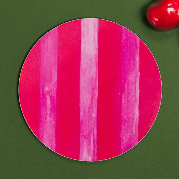 Round Coaster - Raspberry & Cherry Stripes