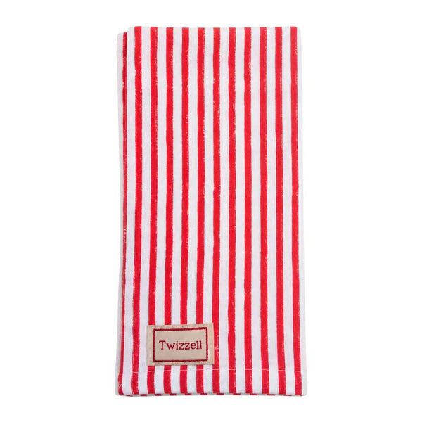 Red and White Pinstripe Napkins - Set of 4