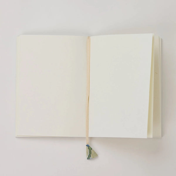 Hand Block Printed Blank A5 Notebook - Lotus Indigo