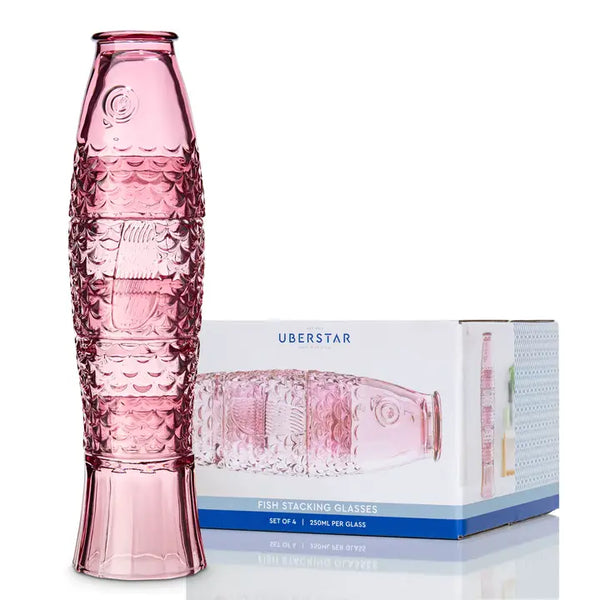 Fish Stacking Drinking Glass - Set of 4 - Pink