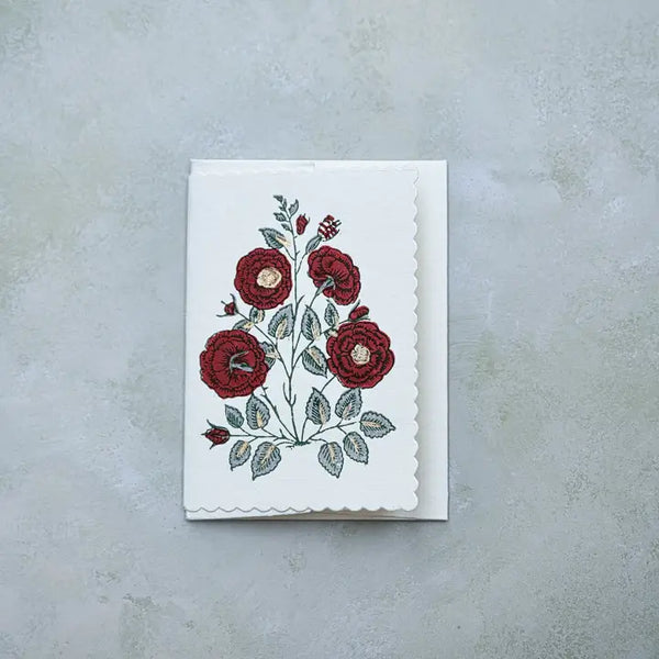 Hand Block Printed Greeting Card - Gulab Sage