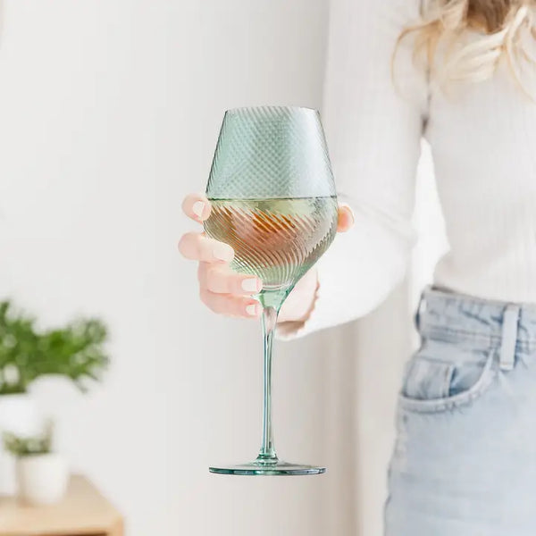 Twist Coloured Wine Glasses - Set of 2 - Blue/Green