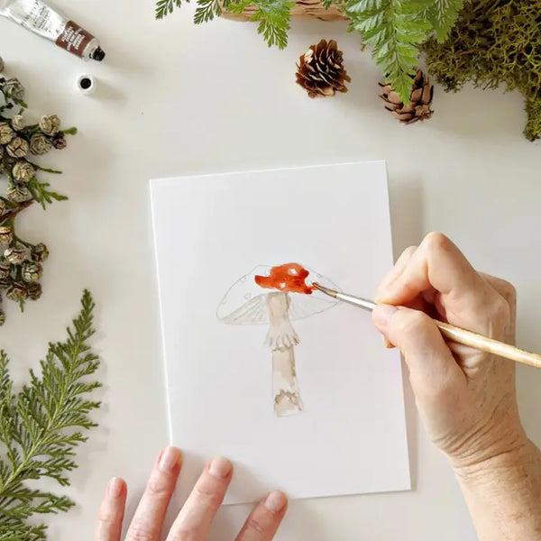 Paintable Watercolour Notecard Set - Mushrooms