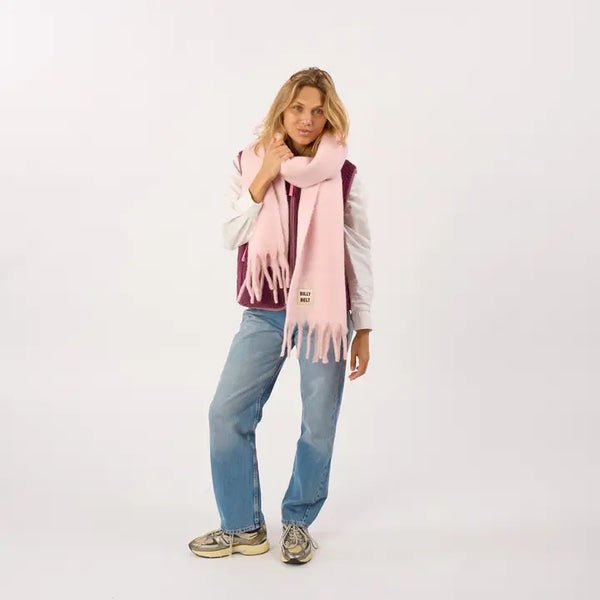 Wide Scarf in Mixed Wool - Baby Pink