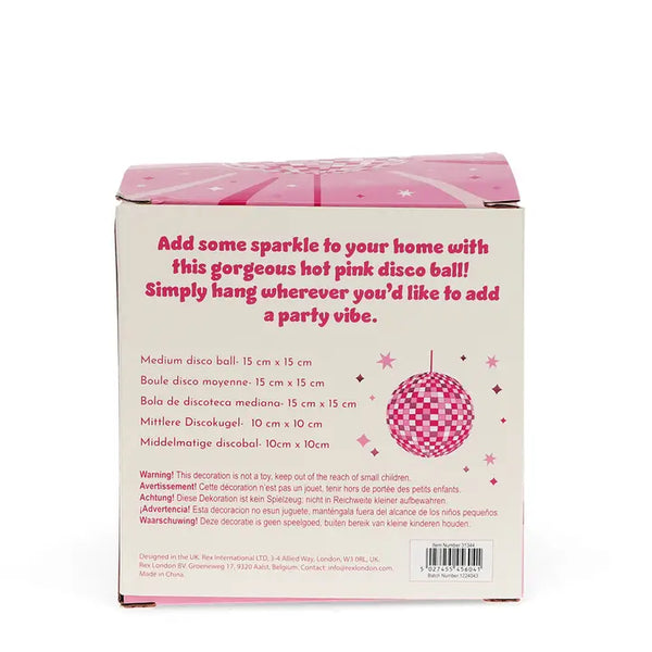 Pink Hanging Disco Ball - 20cm