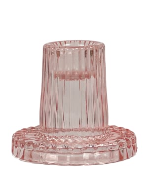 Demi Glass Dinner Candle Holder - Seashell Pink