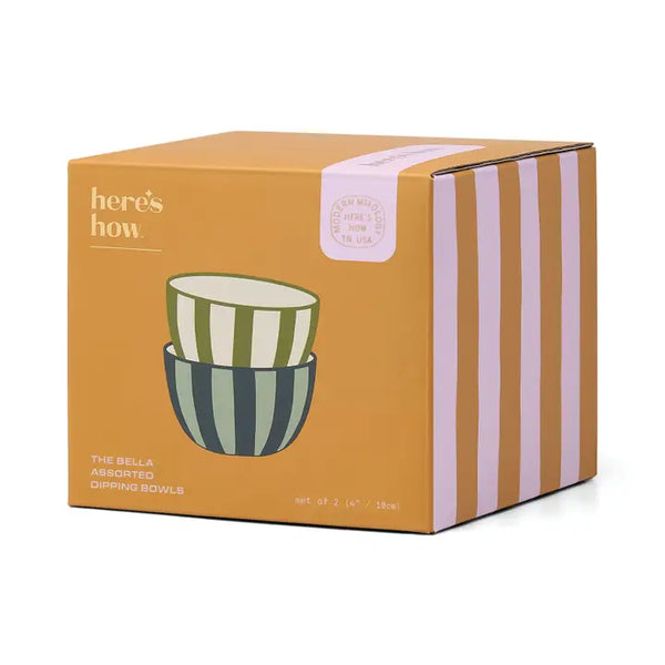 The Bella Dipping Bowls - Set of 2 - Olive & Blue
