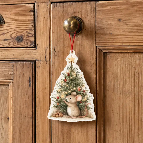 Hanging Christmas Card - Country Mouse