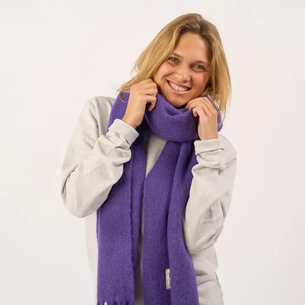 Wide Scarf in Mixed Wool - Purple