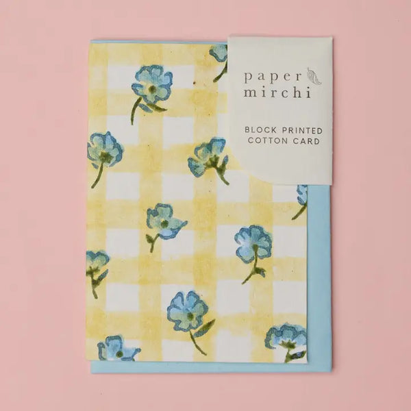 Hand Block Printed Greeting Card - Gc Gingham Alaska