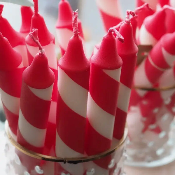 Classic Christmas Red Candy Stripe Dinner Candle