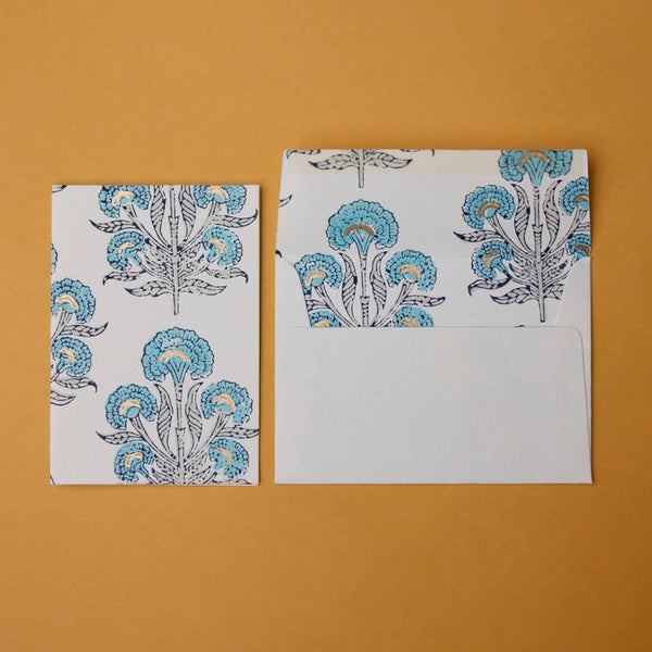 Block Printed Greeting Card - Aurora Blue Opal