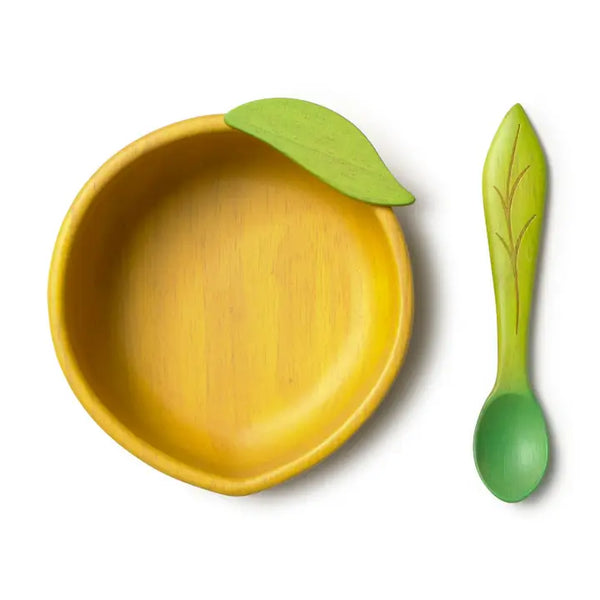 Lou The Lemonwood Rubber baby Bowl & Spoon