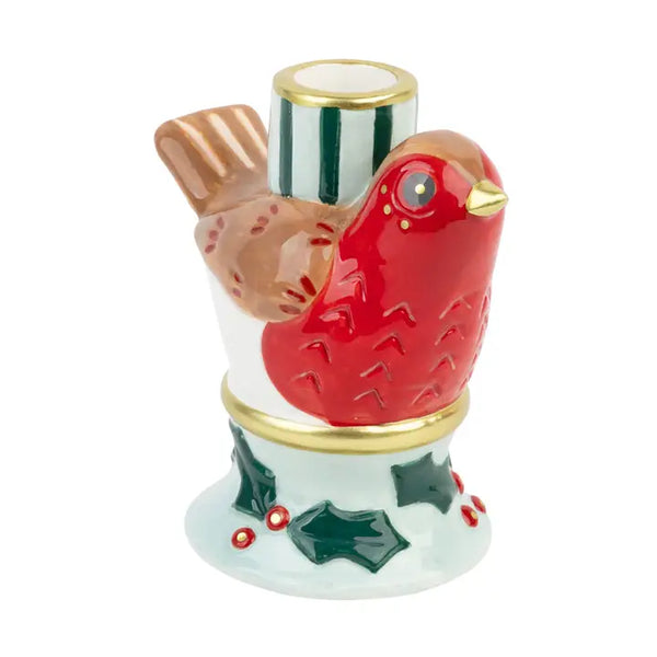Hand-Painted Robin Candle Holder