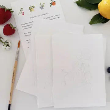 Paintable Watercolour Notecard Set - Fruits