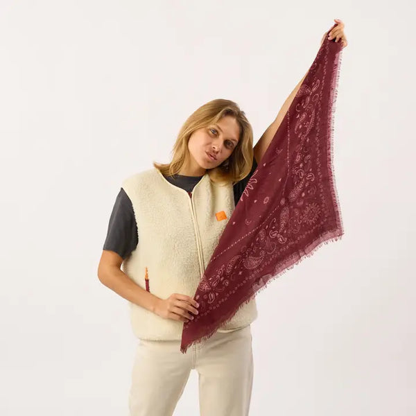 100% Small Wool Scarf - Alice - Bordeaux