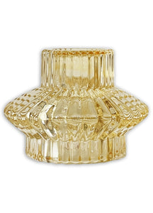Glass Candlestick & Tealight Holder - Golden Haze