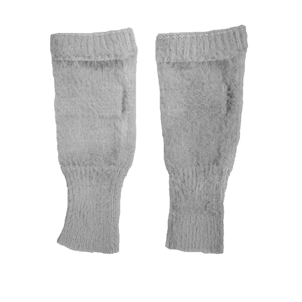 Grey Fingerless Wool Blend Gloves