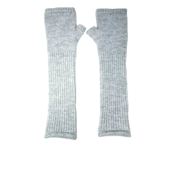Long Grey Fingerless Gloves
