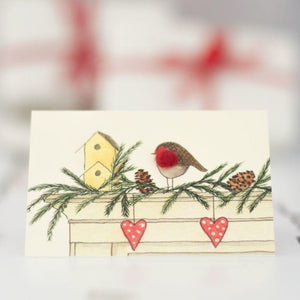 Christmas Mini Card - Mantlepiece Robin