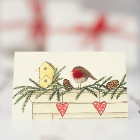 Christmas Mini Card - Mantlepiece Robin