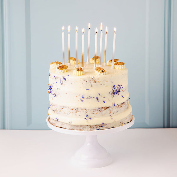 White & Silver Ombre Cake Candles